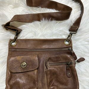 Roots Vintage Brown Leather Crossbody Bag